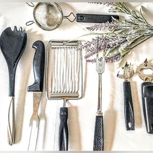 ECKO Mid Century Mod Black & Stainless Kitchen Utensils